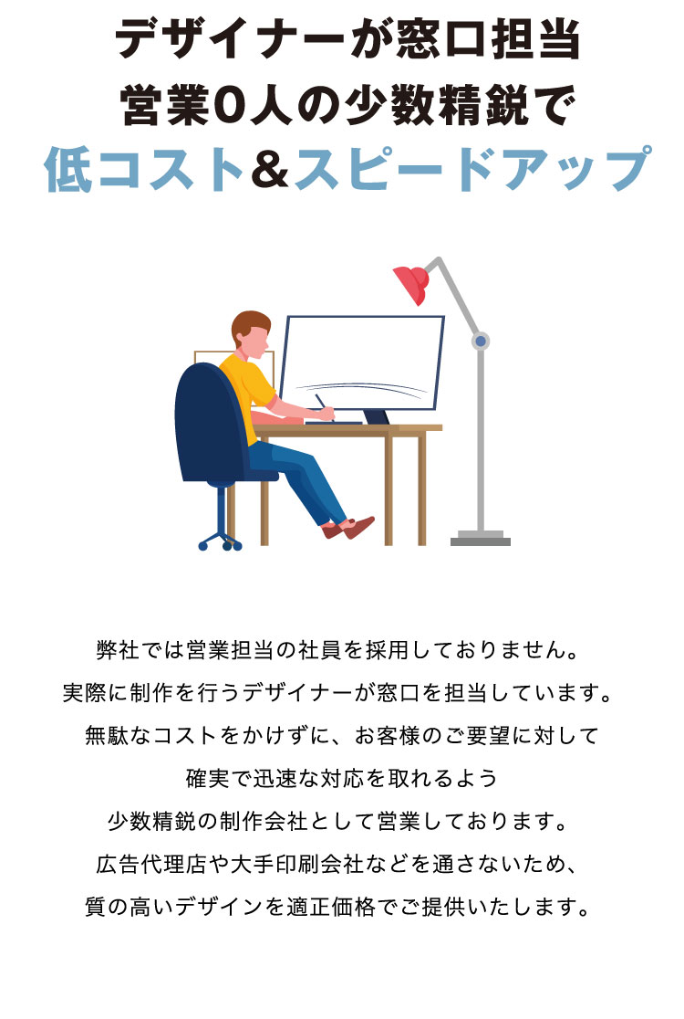 デザイナーが担当窓口 営業0人の少数精鋭